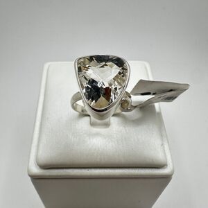 NWT 15x13mm faceted quartz ring in solid sterling silver!